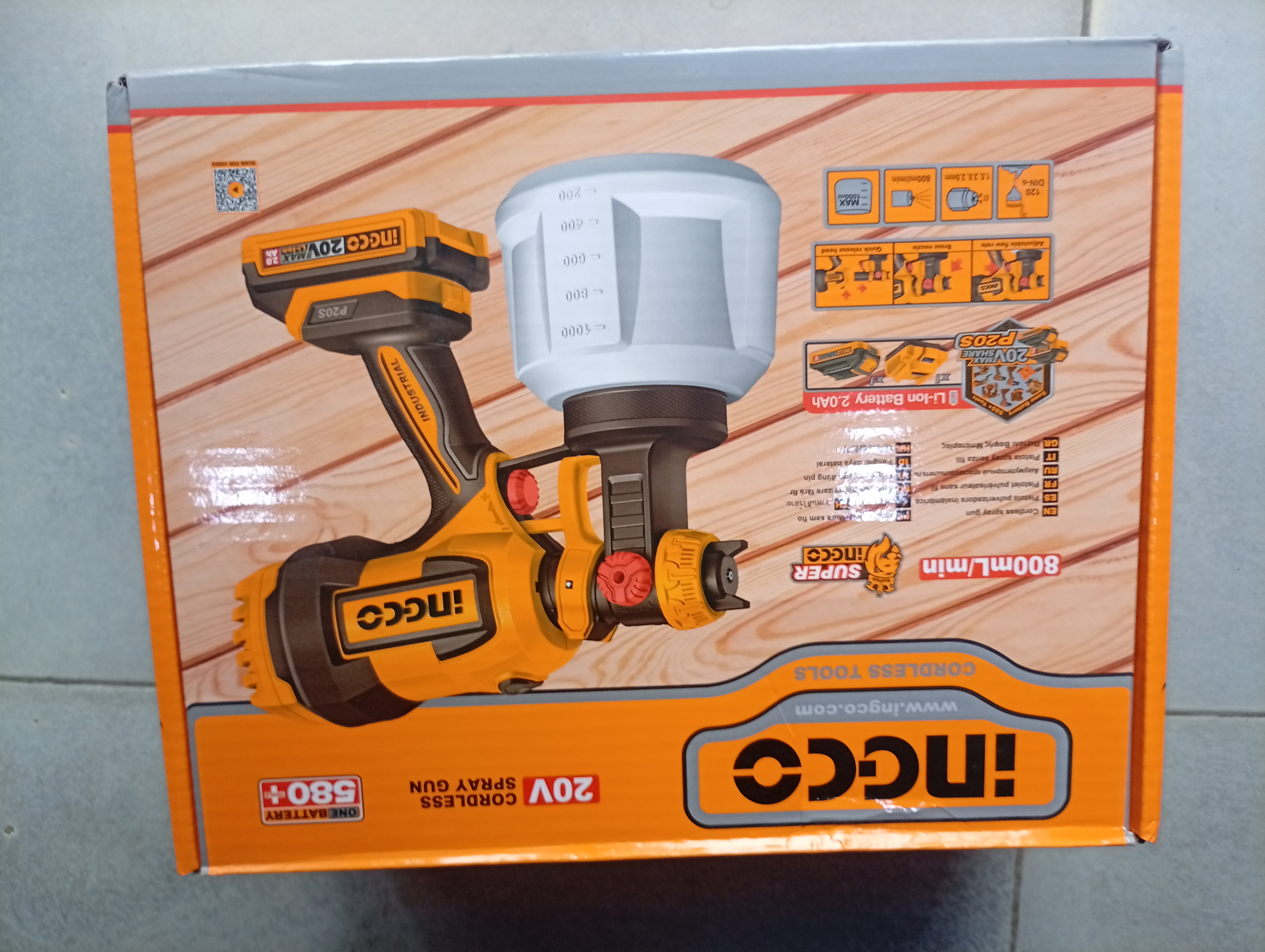 Cordless spray gun 20v